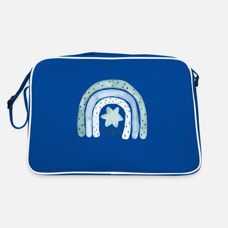 Regenbogen Jeansblau mit Sternchen Retro Tasche
