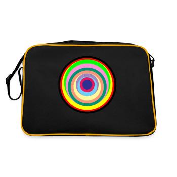 Pop-Art-Farbkreise - Retro Tasche - Schwarz/Gold - Hinten