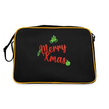 Fröhlicher Weihnachtspullover grün und rot - Retro Tasche - Schwarz/Gold - Hinten