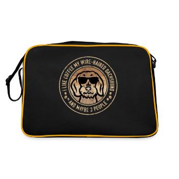 Rough-haired dachshund and coffee - Retro Bag - black/gold - Back