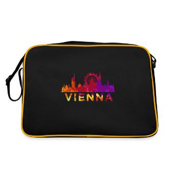 Skyline Vienna Impression Österreich Souvenir Gift - Retro Tasche - Schwarz/Gold - Hinten