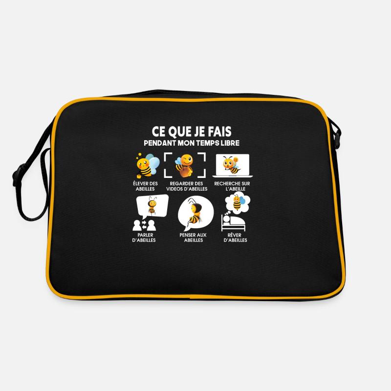 Ce Que Je Fais Pendant Mon Temps Libre abeilles - Sac Retro - noir/or
