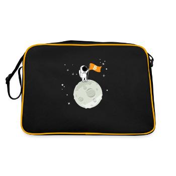 BTC to the moon - Retro Tasche - Schwarz/Gold - Hinten