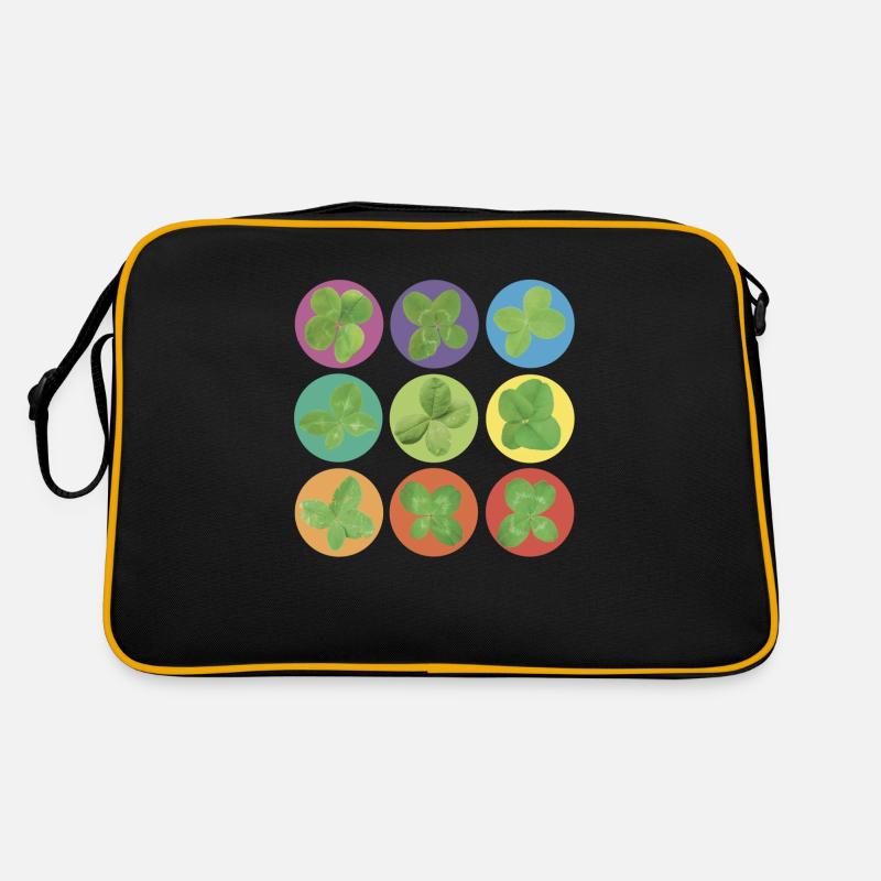 Klee bunt - Retro Tasche - Schwarz/Gold