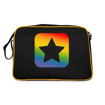 LGBT lgbtqi queer Regenbogen Stern button - Retro Tasche - Schwarz/Gold - Hinten
