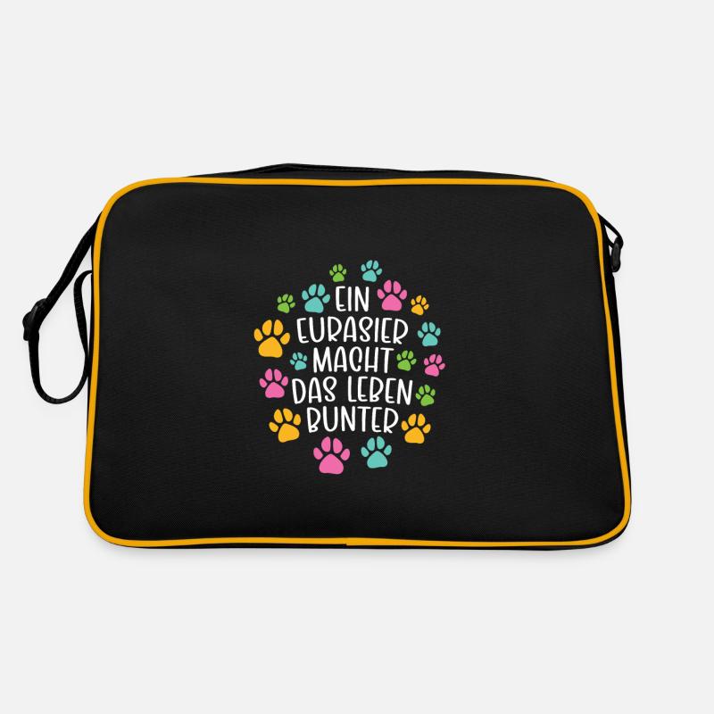 Eurasier machen Leben bunter Hund - Retro Tasche - Schwarz/Gold