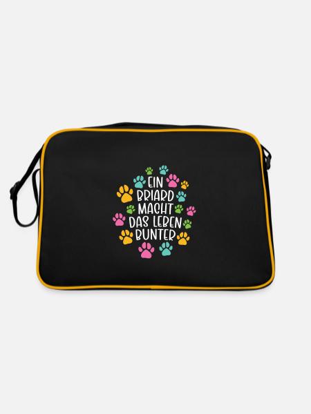 Briard machen Leben bunter Hund - Retro Tasche - Schwarz/Gold