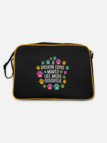 Bichon frise make life more colorful dog - Retro Bag - black/gold - Back