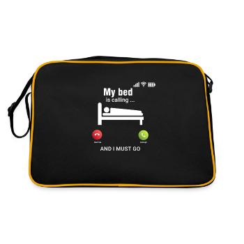 My bed calls Bed Sleeping Say Funny Tired - Retro Bag - black/gold - Back