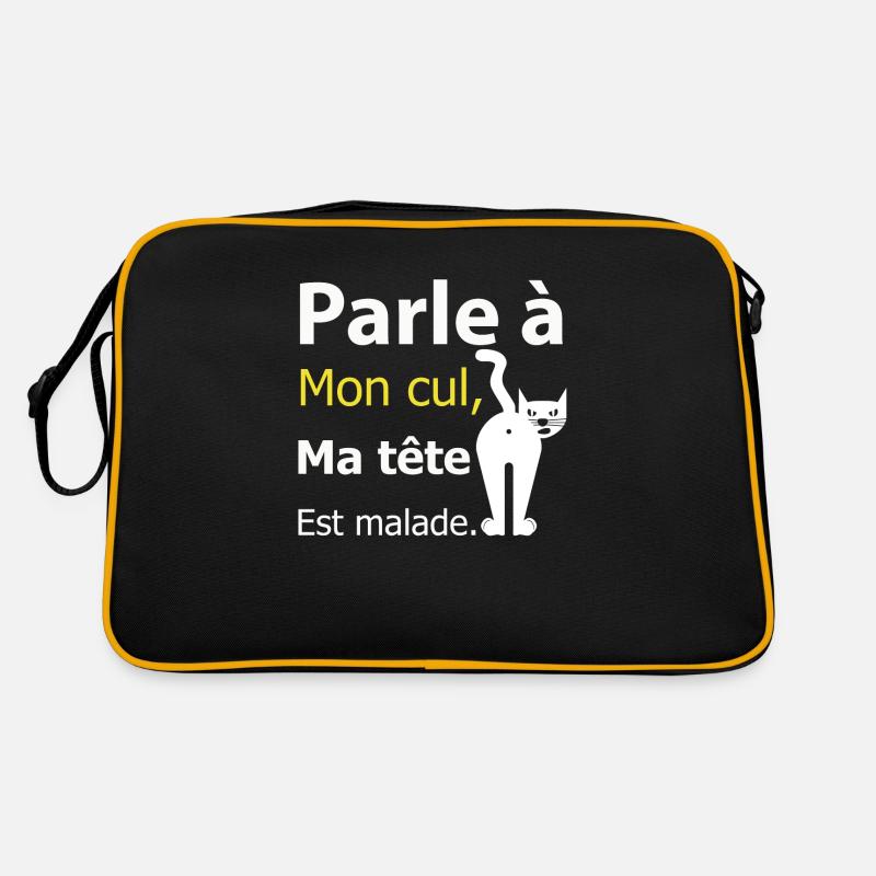 Humour chat Malade - Sac Retro - noir/or