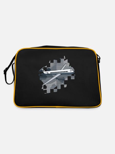 Flugzeug - Retro Tasche - Schwarz/Gold - Hinten