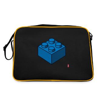 Baustein Blau - Retro Tasche - Schwarz/Gold - Hinten