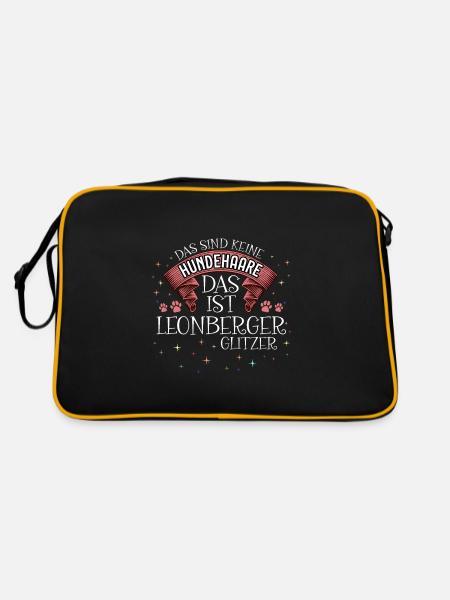 Das ist Leonberger Glitzer Hund - Retro Tasche - Schwarz/Gold