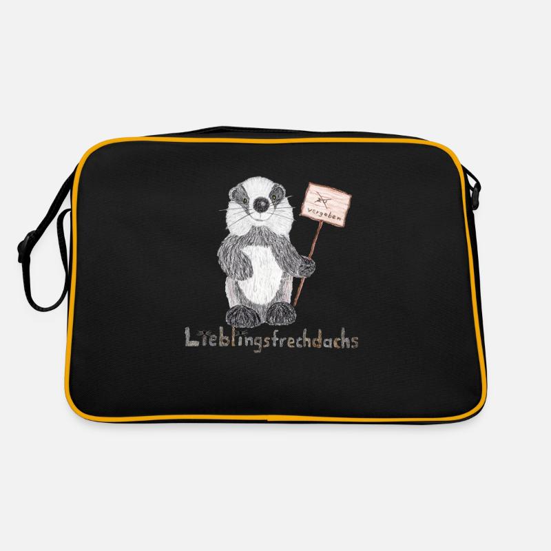 Lieblingsfrechdachs mit Schild "vergeben" - Retro Tasche - Schwarz/Gold