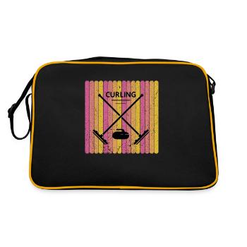 Retro Curling Vintage Curling Geschenk zum Curling - Retro Tasche - Schwarz/Gold - Hinten
