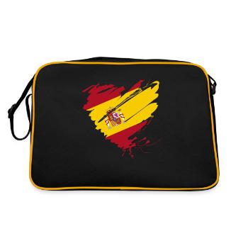 Herz Corazón Spanien España Barcelona Mallorca Tor - Retro Tasche - Schwarz/Gold - Hinten
