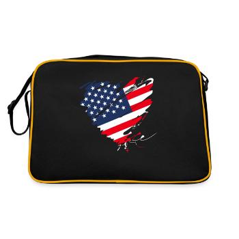 USA Amérique Flag Grunge Heart Stars and Stripes - Sac Retro - noir/or - Dos