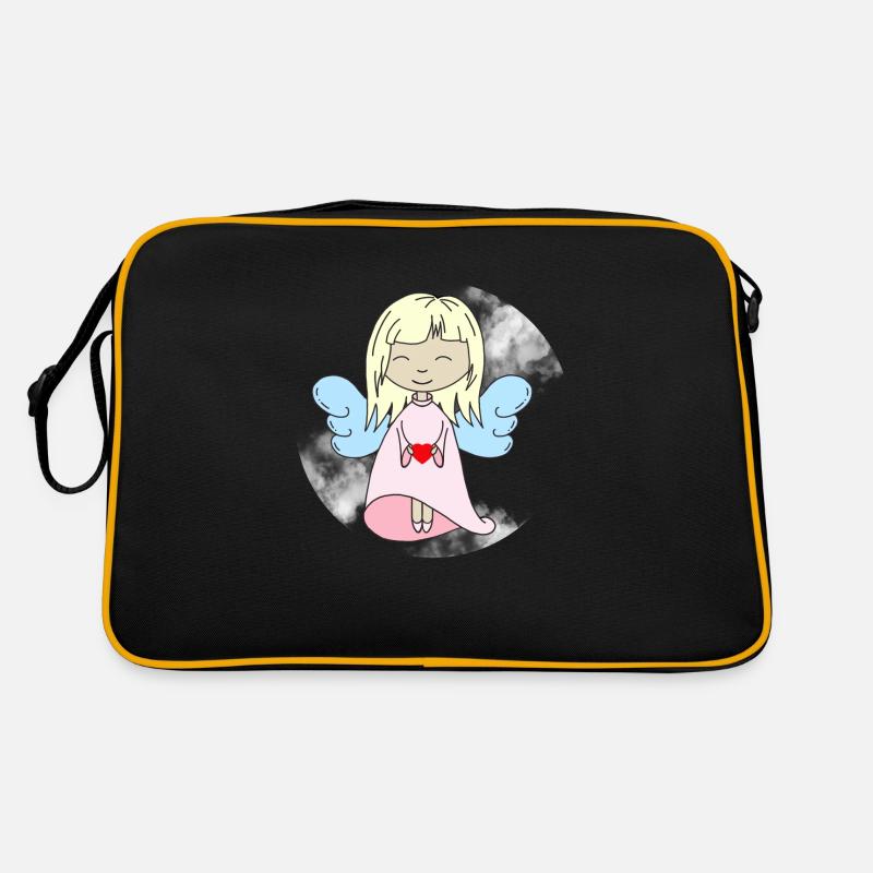 Engelchen mit Herz - Retro Tasche - Schwarz/Gold
