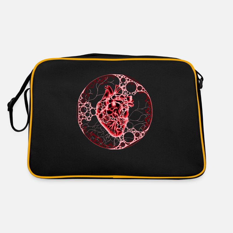 Herz,Kugel, rot - Retro Tasche - Schwarz/Gold