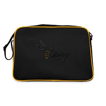 Bee Happy Line Art - Minimaliste avec des touches de couleur - Sac Retro - noir/or - Dos