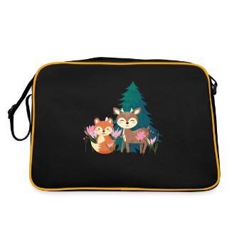 animaux de la forêt mignons - Sac Retro - noir/or - Dos