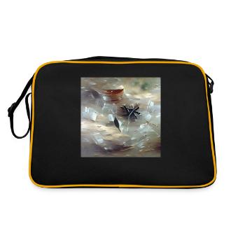 Hollandite quartz crystal gemstone - Retro Bag - black/gold - Back