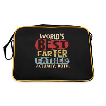 Worlds best Farter Father actually, both. - Retro Tasche - Schwarz/Gold - Hinten
