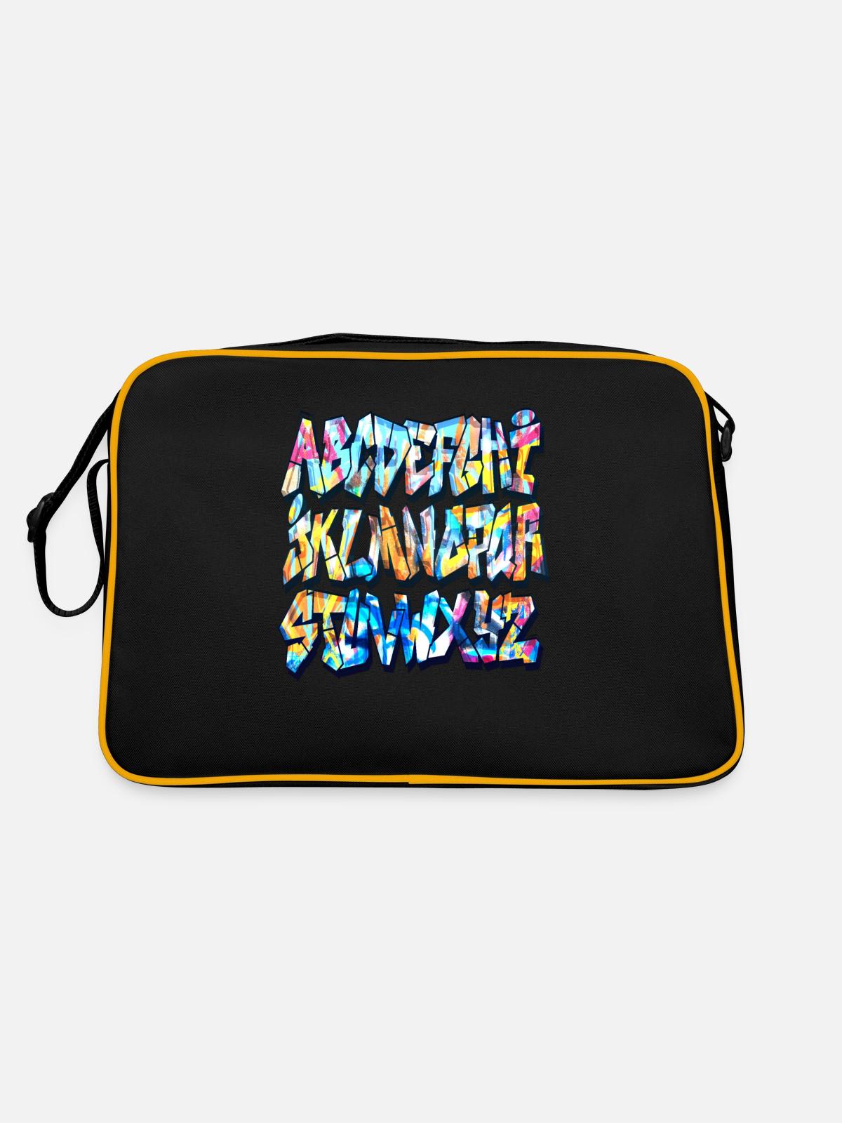 Alphabet graffiti - Sac Retro - noir/or - Dos