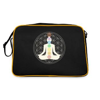 chakra meditation yoga om transparent - Retro Tasche - Schwarz/Gold - Hinten