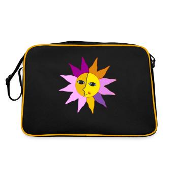 Sun Rays Moon Face Moment Happiness hygge - Retro Bag - black/gold - Back