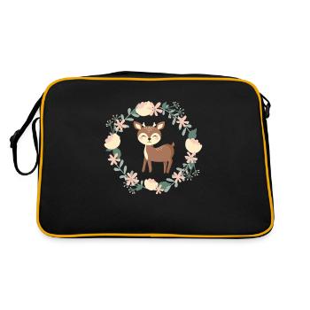 süßes kleines Reh - Retro Tasche - Schwarz/Gold - Hinten