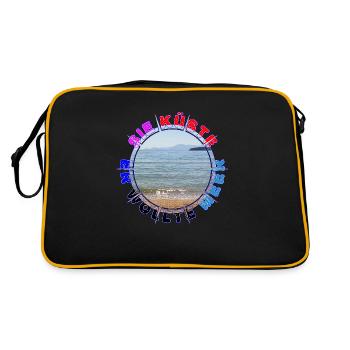 Sie Küste - Er wollte Meer - Retro Tasche - Schwarz/Gold - Hinten