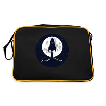 Décollage de la fusée à silhouette ronde - Sac Retro - noir/or - Dos