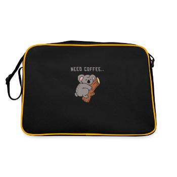 Kaffee Spruch Koalabär - Retro Tasche - Schwarz/Gold - Hinten