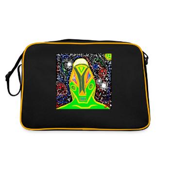 BLUE-EYED ALIEN - Retro Bag - black/gold - Back