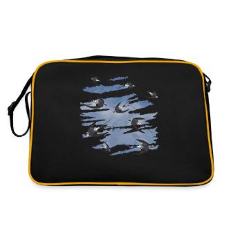 Vögel - Retro Tasche - Schwarz/Gold - Hinten
