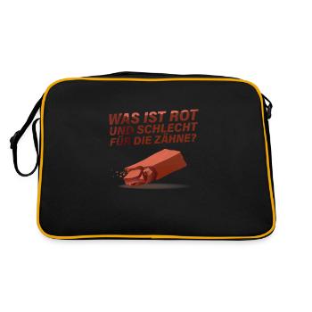 Ziegelstein - Lustiger Spruch - Retro Tasche - Schwarz/Gold - Hinten