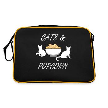 Katzen und Popcorn-Filme Kitty Lustiges Sprichwort - Retro Tasche - Schwarz/Gold - Hinten