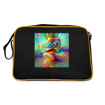 Colorful vibrant psychedelic swirls - Retro Bag - black/gold - Back