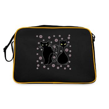 Katzen - Retro Tasche - Schwarz/Gold - Hinten