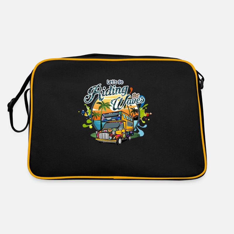 Let's Go Riding The Waves Hippie Camping Design Retro Bag