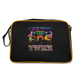 I survived 60's twice Hippie Design - Retro Tasche - Schwarz/Gold - Hinten