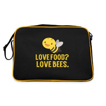 Love Food? Love Bees. - Retro Tasche - Schwarz/Gold - Hinten