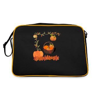 Kürbis im Korb - Retro Tasche - Schwarz/Gold - Hinten