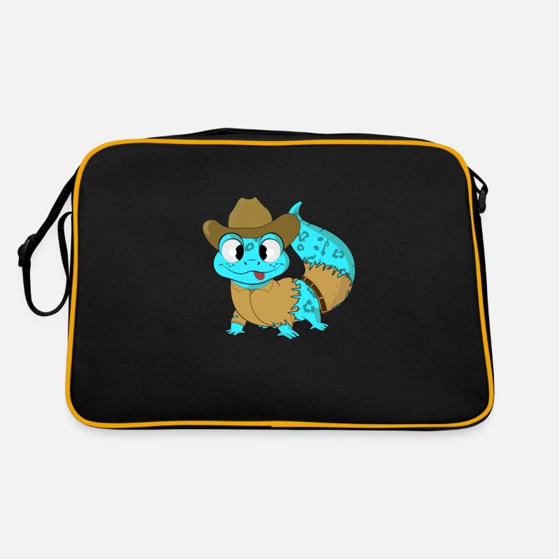 Cowboy Gecko - Retro Tasche - Schwarz/Gold