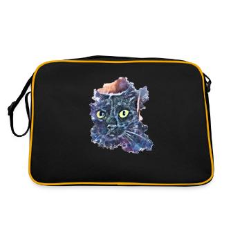 black cat, head, Minya 01 - Retro Bag - black/gold - Back