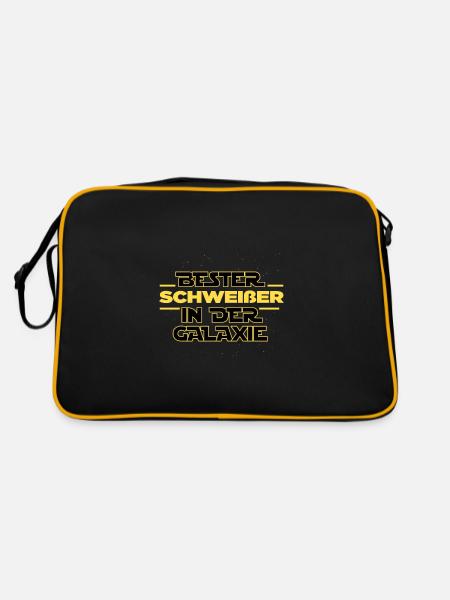 Bester Schweißer in der Galaxie Schweisser - Retro Tasche - Schwarz/Gold - Hinten