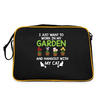 Ich möchte nur in meinem Garten arbeiten und vorbeigehen - Retro Tasche - Schwarz/Gold - Hinten