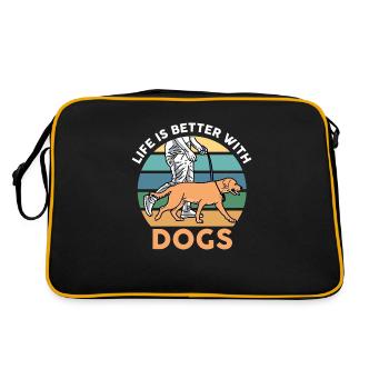 Das Leben ist besser mit Hunden Geschenkhund - Retro Tasche - Schwarz/Gold - Hinten