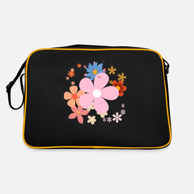 BLUMEN - Retro Tasche - Schwarz/Gold